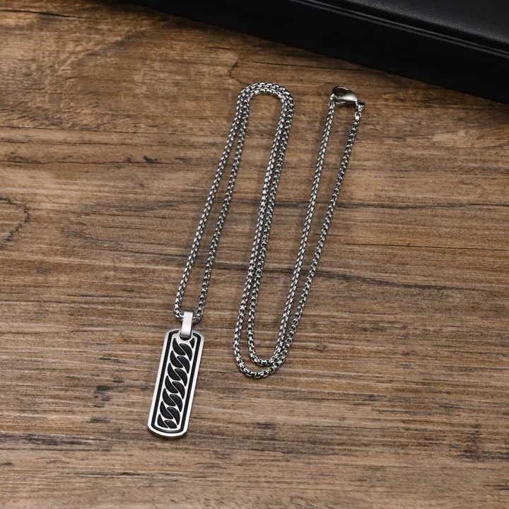 Men's%20Bar%20Necklace%20Black%20Pendant%20with%20Stainless%20Steel%20Box%20Chain%20Elegant%20Simple%20%20Chain%20for%20Men%20-%20Image%202
