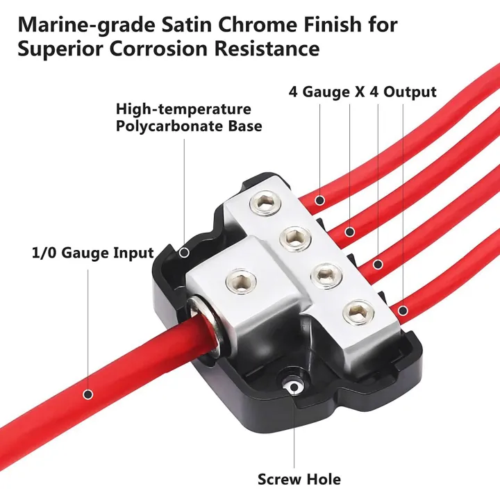 2X%204%20Way%20Power%20Distribution%20Block%201%20x%200/2/4%20Gauge%20in%20/4%20x%204/8%20Gauge%20Out%20Ground%20Distributor%20Block%20for%20Car%20Audio%20Amplifier%20-%20Image%204