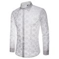 Mens Flower Patchwork Embroidery Lace Shirt 2019 Fashion Transparent Dress Shirts Mens See Trough Club Party Event Chemise.