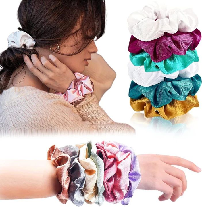 5Pcs/Set%20Matte%20Small%20Intestine%20Hair%20Ring%20Silky%20Satin%20Hair%20Scrunchies%20Simple%20Versatile%20Ponytail%20Holder%20Sweet%20Solid%20Color%20Headwear%20-%20Image%205