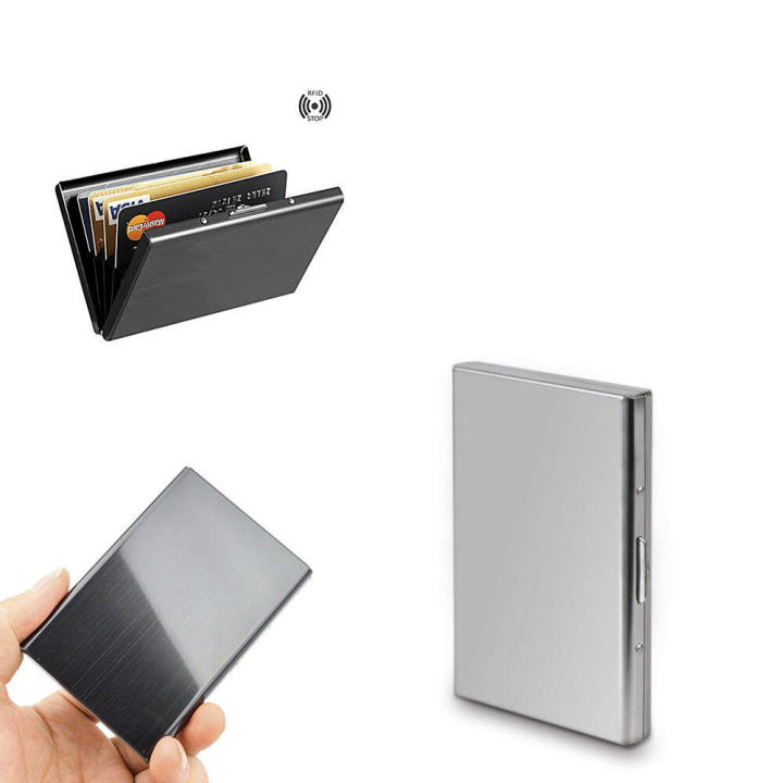 Metal Aluminum Wallet RFID Blocking Crash Proof Credit Card Holder Case Pocket