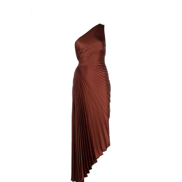 With%20Label%20ALC**%20Summer/Autumn%20Women%20Dress%20Polyester%20Asymmetry%20One-Shoulder%20Brown%20Hole%20Ankle-Length%20Vintage%20High%20Waist%20-%20Image%206