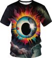 Srcnhim Men's Psychedelic Colorful The Eye of God Rainbow 3D Printing Tie-Dye T-Shirt Tee.