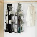 6 Pocket Foldable Hanging Bag 3 Layers Folding Shelf Bag Purse Handbag Organizer With Hanger. 