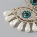 Exaggerated Metal Rhinestone Imitation Pearl Evil Eye Earrings Castle Banquet Dangle Earrings Women's Statement Accessories.
