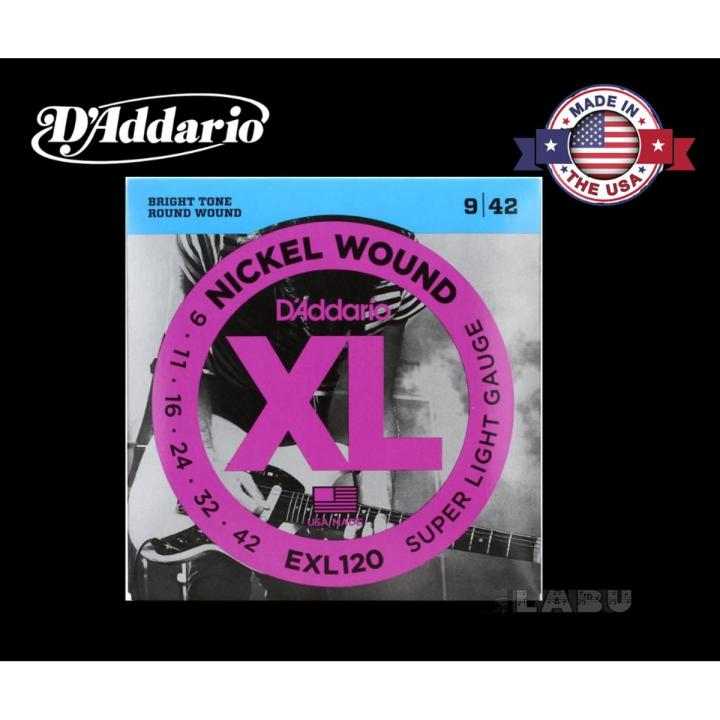 D'Addario EXL120 Nickel Wound Electric Guitar Strings, Super Light, Double Ball End, 9-42