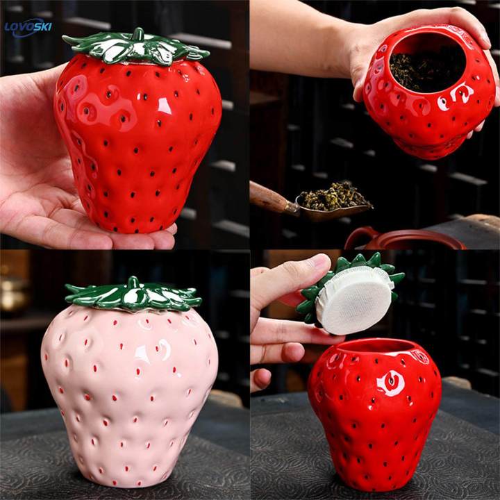 Ceramic%20Tea%20Leaves%20Jar%20Tea%20Tins%20Containers%20Strawberry%20Shape%20Beans%20with%20Lid%20Creative%20Decoration%20Tea%20-%20Image%204
