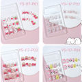 24pcs Fake Nails Tips For Kids Shiny Pink Girl Short Sticky False Nails Sweet And Cute Cartoon Self-Adhesive False Nail Toy Yao Store. 