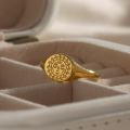 2023 Creative Eagraved Facial Expression of Moon Sun Star Gold Plated Ring Tarnish Free Stainless Steel Godness Signet Ring. 