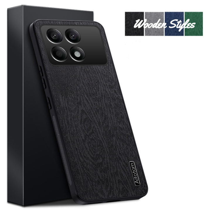For Xiaomi Poco X6 case Wood Texture Canvas Hrad Shockproof Back Cover For Xiaomi Poco X6 Pro Back cover Phone Cases