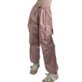 Parachute Black Pants Women Streetwear Oversize Pockets Cargo Trousers Harajuku Wide Leg Baggy Sweatpants.