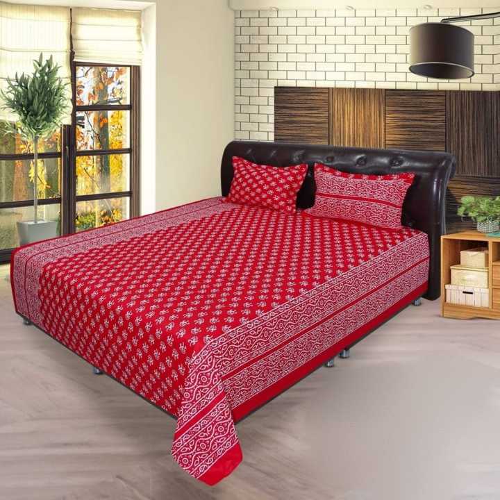 Cotton King Size Bedsheet With Two Pillow Cover Size 7/8 Feet Head Pillow cover Size 20/28 Inch Easy Maintainance Hand Washable