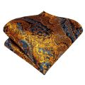 Hi-Tie 100% Silk Luxury Mens Ties Floral Black Gold Ties Paisley NeckTie Pocket Square Cufflinks Set Men's Wedding Party Tie. 