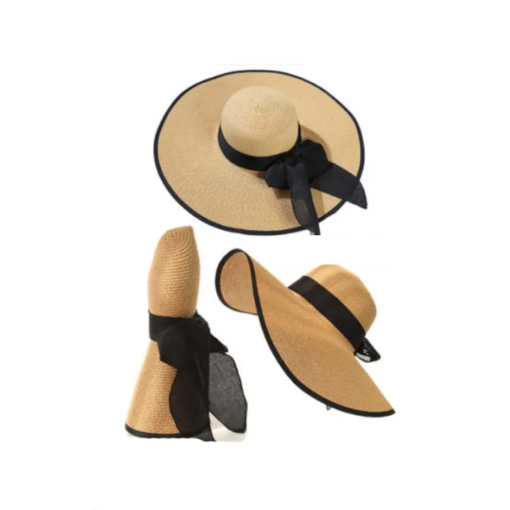Summer%20Large%20Brim%20Straw%20Hat%20Floppy%20Wide%20Brim%20Sun%20Cap%20Bowknot%20Beach%20Foldable%20Hats%20%20Hats%20for%20Women%20-%20Image%206