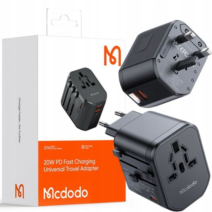 Mcdodo 20W PD Fast Charging Universal Travel Adapter - Black