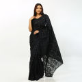 Black half silk matching jamdani saree for women - Sari. 