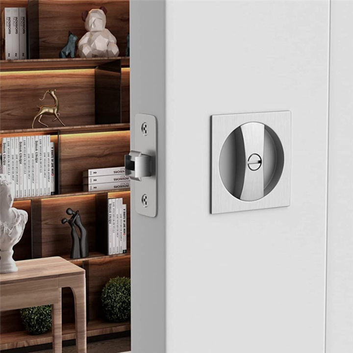 Bed/Bath%20Pocket%20Door%20Lock%20Silver%20Door%20Lock%20Metal%20Door%20Lock%20Satin%20Nickel%20Contemporary%20Privacy%20Square%20Pocket%20Door%20Hardware,%20Sliding%20Pocket%20Door%20Latch%20-%20Image%202