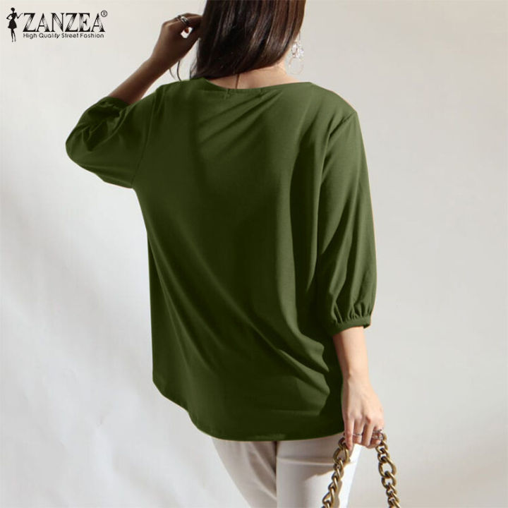ZANZEA%20Women%20Office%20Ladies%20Work%20Solid%20Smoke%20Tops%20Elegant%20Commute%20Knitted%20Blouse%20#11%20-%20Image%202