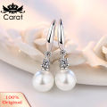 Chic Women Zircon Inlaid Faux Pearl Hook Earrings Eardrop Party Bridal Jewelry. 