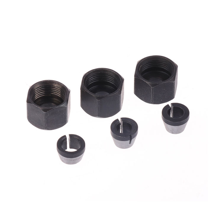 1 Set Electric Router Milling Cutter Accessories 6mm 6.35mm 8mm Collet Chuck Engraving Trimming Machine With Nut Router Bit Adapter Demoo