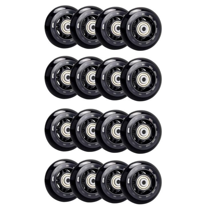 TWEXQNY 16 Pack Inline Skate Wheels, Indoor/Outdoor Roller Skate Wheels, Replacement Wheels with Bearing 64mm