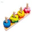 Wooden Sleeve Column Toys Sorter Toys Geometric Shapes Boys Girls Gifts Green.