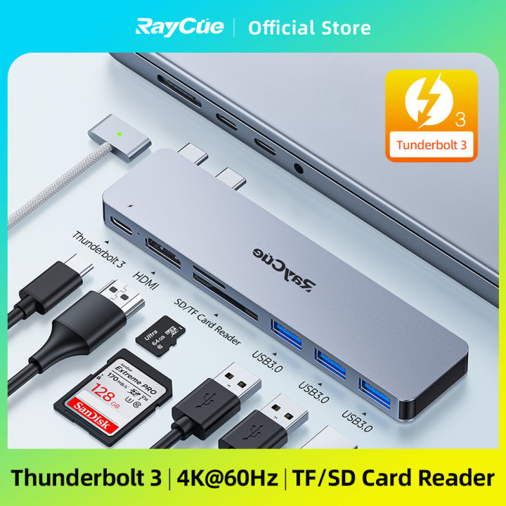 RayCue USB-C Hub for MacBook Pro Air 7-in-2 USB Docking