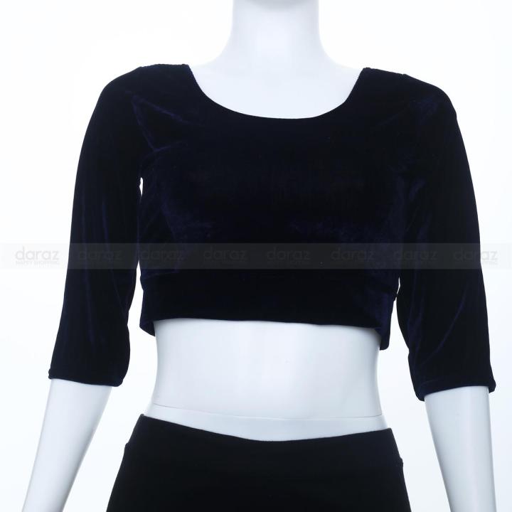VELVET%20STRETCHY%20SHAREE%20BLOUSE%203/4%20SLEEVE%20GOOD%20STITCHING%20FOR%20WOMEN%20-%20Image%202