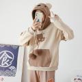 Harajuku Bear Anime Hoodies Women Korean Kawaii Cotton Fleece Hoodie Coat Long Sleeve Oversized Kpop Y2K Girls Winter Clothes.