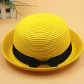 Fresh Dome Bow Curved Brim Straw Hat Women's Korean-Style Beach Trip Cover Sun Protection Top Hat Spring Summer Hat.