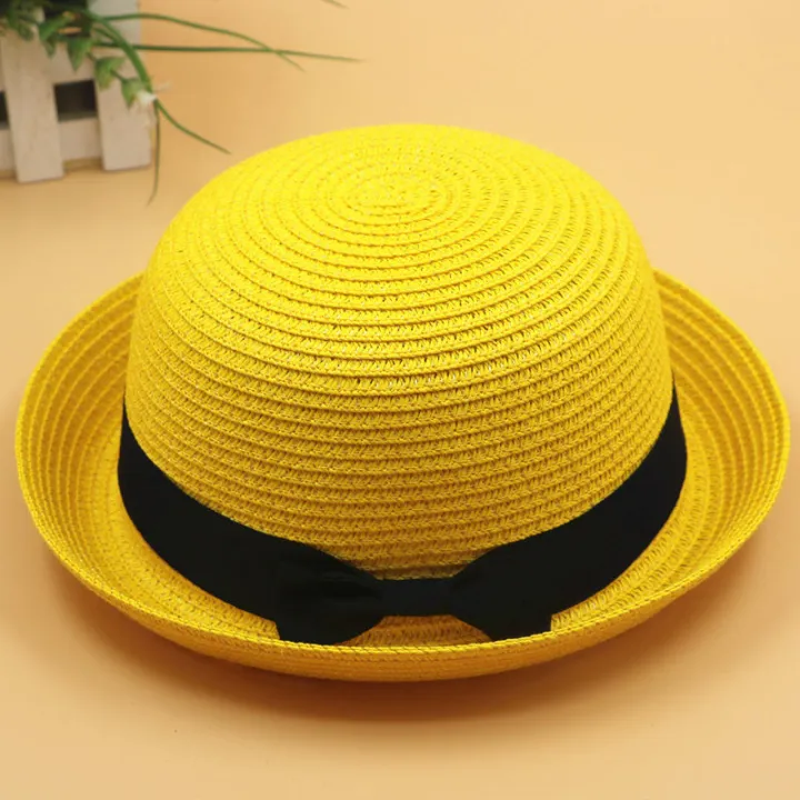Fresh%20Dome%20Bow%20Curved%20Brim%20Straw%20Hat%20Women's%20Korean-Style%20Beach%20Trip%20Cover%20Sun%20Protection%20Top%20Hat%20Spring%20Summer%20Hat%20-%20Image%206