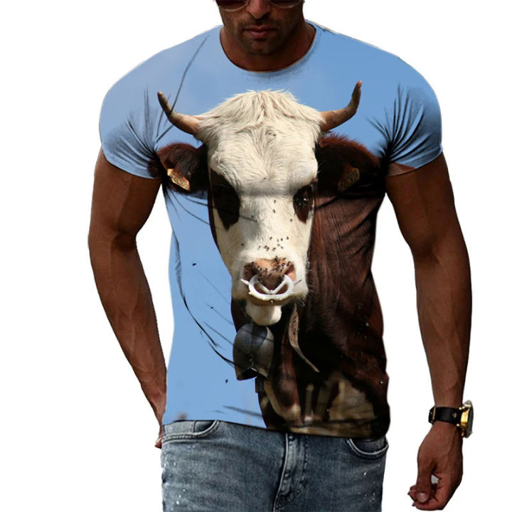 Summer New Animal Cow Pattern Men's Children's T-shirt 3d Printing Original Personality Short-sleeved Hip-hop O-neck Thin Top