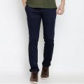 Slim-Fit Chino Gabardine Pants - Dark Blue. 