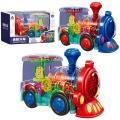 Concept Transparent Gear Train Walking Train Colorful Lights Musical Children's 3D sound And Light Toys.
