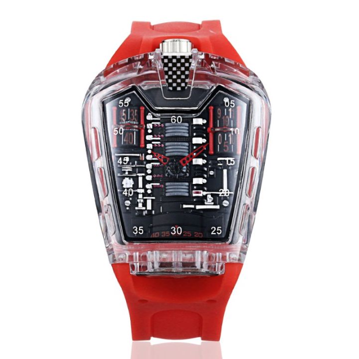 1pc%20Men%20White%20Transparent%20Acrylic%20Fashion%20Racing%20Engine%20Versatile%20Quartz%20Watch%20-%20Image%208