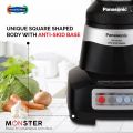 Panasonic MX-AE475 Mixer Grinder, Monster 2000W Super Mixer Grinder with 3 Stainless Steel Jars & 1 Juicer Extractor, Mixer Grinder & Blender Machine for Kitchen Black & Red Color Variant.