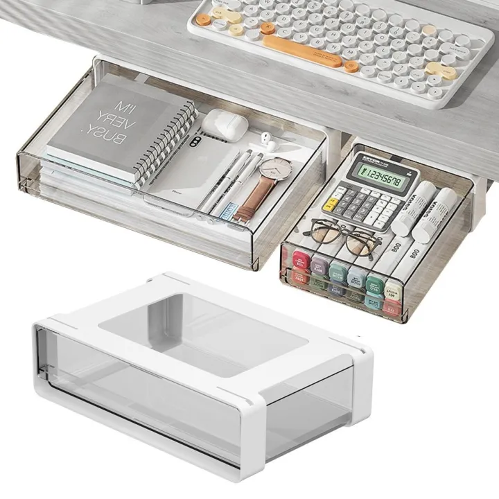 Convenient Self-Adhesive Under Desk Drawer Slide-out Attachable Cabinet ...