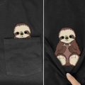Funny T-Shirt Fashion Brand Summer Middle hand Pocket Raccoon T-shirt Men's for Women Shirts Hop Tops Funny Cotton Tees. 