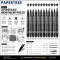 Superior Black Micro Fineliner Pens Set 16 Pcs Ultra Fine Tip Drawing & Writing Pens. 