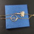 Lantao European and American cross-border bohemian alloy wave coconut tree multi-layer chain bracelet retro bracelet. 