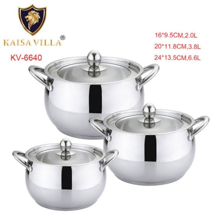 Kaisa Villa Stainless Steel Induction bottom 6pcs Cookware Set luxury