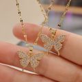 Butterfly Shaped Zircon Necklace 01 pcs Set-   Chain and Locket for Women Elegant Simple Pendant Chain Choker Korean Fashion Wedding Party Jewelry Girls model 5252. 