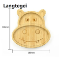 Children's Animal Pattern Bamboo Tableware with Base Suction Cup Baby Feeding Tableware Bamboo Plate Dinner Plate BPA Non-slip.