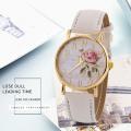Women Watches Simple Vintage Small Dial Watch Number Rose Flower Round Dial Faux Leather Band Quartz Wristclock Relogio Feminino. 