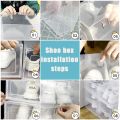 6pcs/Set Fold Plastic Shoes Case Thickened Transparent Drawer Case Plastic Shoe Boxes Stackable Box Shoe Organizer Shoebox. 