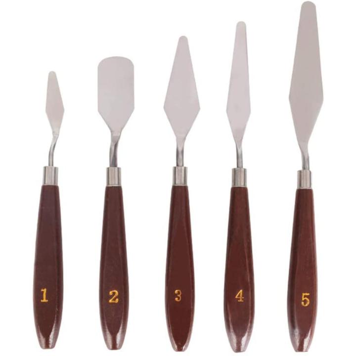 5 Pieces Painting Stainless Steel Palette KnifeBrush Set