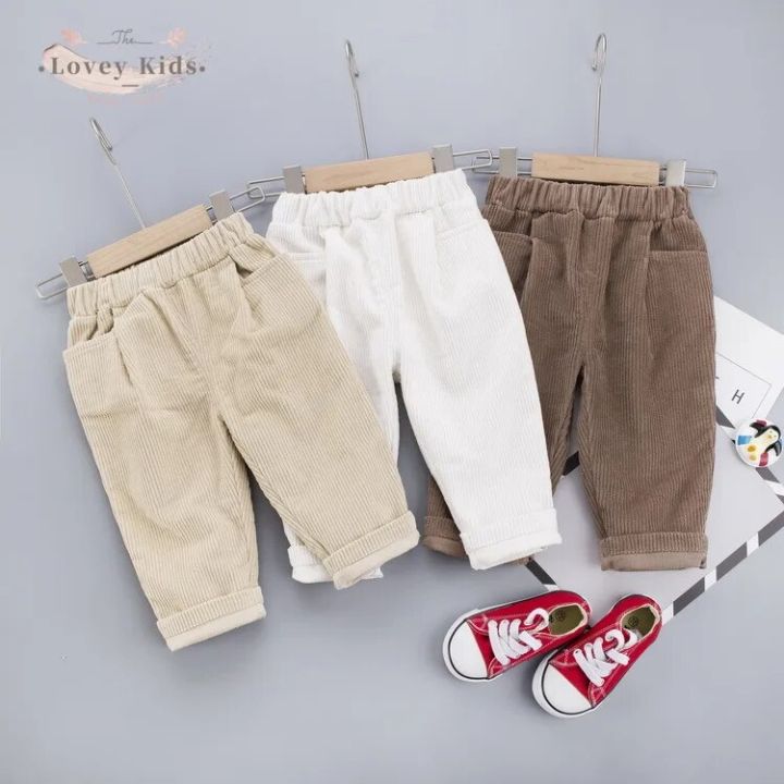 Corduroy Pants 2020 Autumn Baby Boy Korean Style Casual Sample Fashion Pockets Loose Trousers Solid Color Kids Clothing