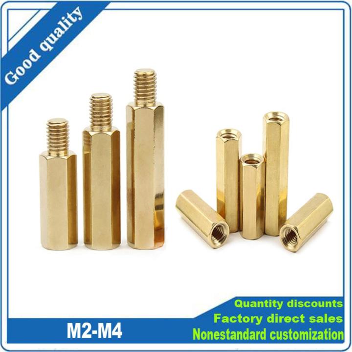 10/50pc M2 M2.5 M3 M4 Solid Brass Copper Hex Standoff Hexagon lar M-F F-F Male-Female Female Spacer for PCB Board Motherboard-10mm