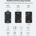 Multifunction Otg Card Reader Type C - 6 In 1 Usb 2.0 All In One Card Reader - Convenient Data Transfer For Multiple Card Types. 