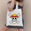 Cute Anime Monkey D Luffy Roronoa Zoro Women One Piece Canvas Bag Shoulder Handbag Tote Eco Shopper Reusable Cotton Shopping Bag.